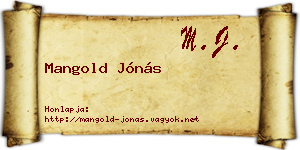 Mangold Jónás névjegykártya